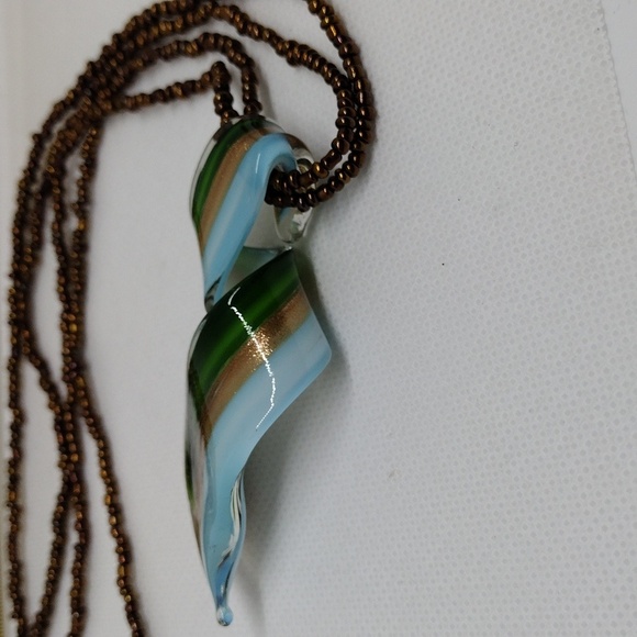 Art Glass Pendant and Beaded Necklace - Picture 5 of 9